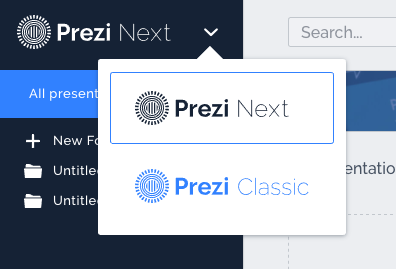 switch between Next and classic Prezi