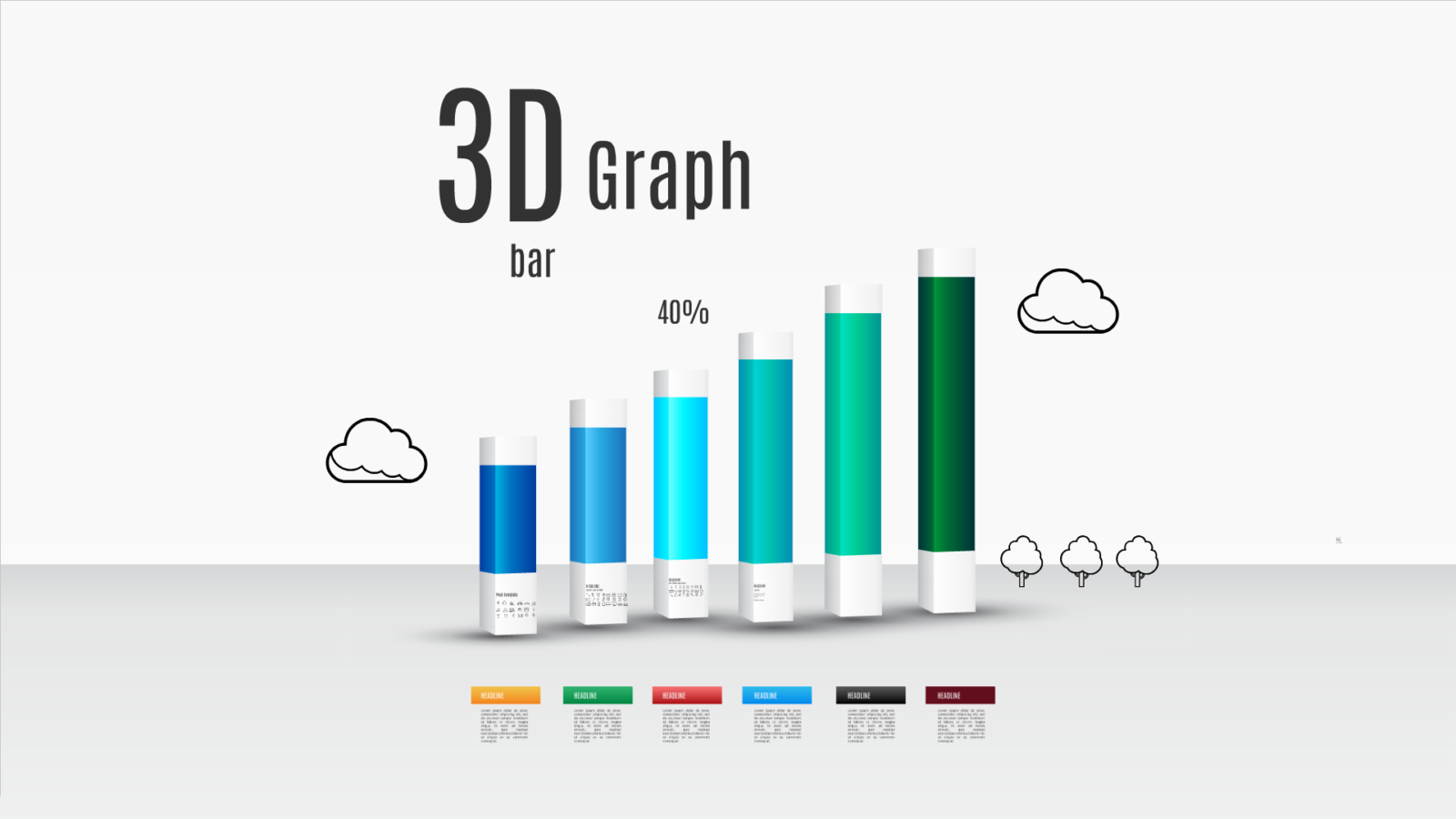 3D bar graph Prezi template for reports