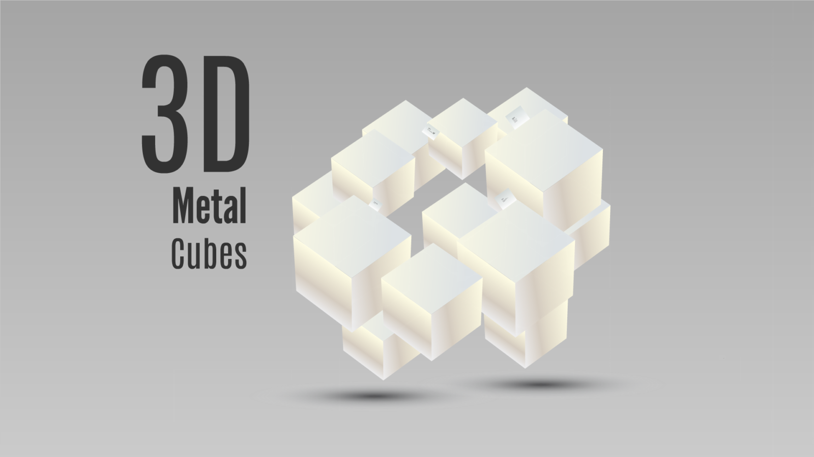 3D cubes Prezi template with 3D shapes
